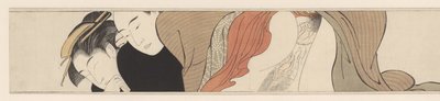 Geisha silmät kiinni. Sode no maki (sarjan nimi) tekijältä Torii Kiyonaga