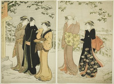 Matsuchi Hill lumisateen jälkeen tekijältä Torii Kiyonaga