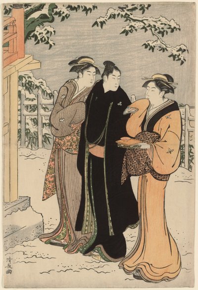 Matsuchi Hill lumisateen jälkeen tekijältä Torii Kiyonaga