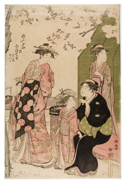 Nioteru Ogiyan bordellista sarjasta Courtesans Viewing Cherry Blossoms tekijältä Torii Kiyonaga