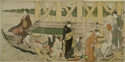 Huviveneet Azuma-sillan alla tekijältä Torii Kiyonaga