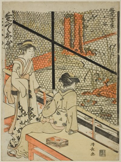 Shitaya, sarjasta "Ten Scenes of Teahouses (Chamise jikkei)" tekijältä Torii Kiyonaga