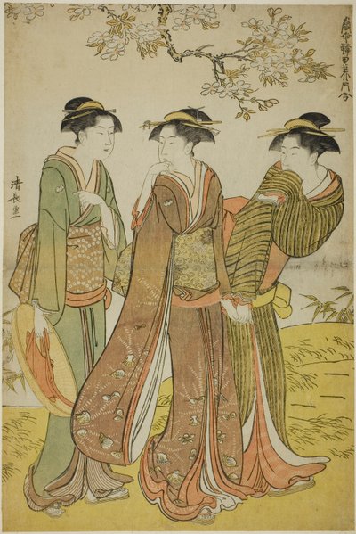 Kevätretki sarjasta "Kokoelma Pleasure Quartersin nykyaikaisia kauneutta (Tosei yuri bijin awase)" tekijältä Torii Kiyonaga