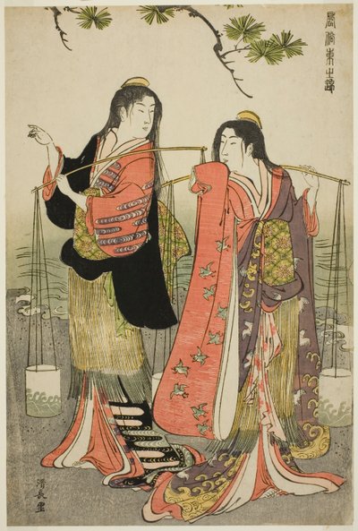 The Brine Maidens of Suma, sarjasta "A Brocade of Eastern Manners (Fuzoku Azuma no nishiki)" tekijältä Torii Kiyonaga
