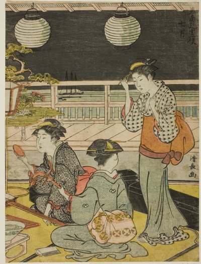 Seitsemäs kuukausi (Shichigatsu), sarjasta "Twelve Months in the South (Minami juni ko)" tekijältä Torii Kiyonaga