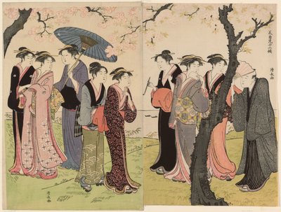 Kolmas kuukausi (Sangatsu), sarjasta "Kaksitoista kuukautta etelässä (Minami juni ko)" tekijältä Torii Kiyonaga