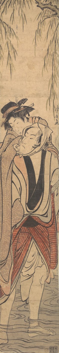 Kaksi rakastajaa ylittämässä jokea, 1700-luvun loppu. tekijältä Torii Kiyonaga