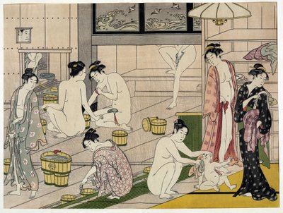 Women in a public bath. Japanese print by Torii Kiyonaga (1752-1815), circa 1785. Torii School (ukiyo-e or ukiyo e). tekijältä Torii Kiyonaga