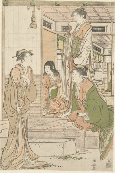 Yoshitsune serenaamassa Joruri himeä. tekijältä Torii Kiyonaga