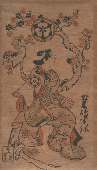 Dekishima Hanya Seated on a Cherry Tree, ca. 1700-05. tekijältä Torii Kiyonobu I