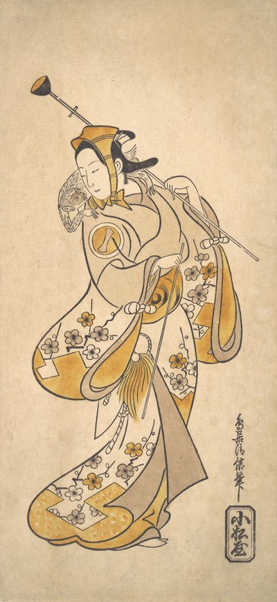 Monnosuke Ichikawa Apina mawashi tai apinamies, vai mitä? 1720-25. tekijältä Torii Kiyonobu I
