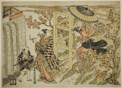 Tyttö hyppää Kiyomizun temppelistä tekijältä Torii Kiyotsune