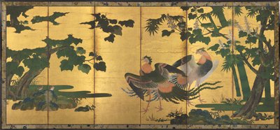Peafowl ja Phoenixes, 1500-luvun loppu. tekijältä Tosa Mitsuyoshi