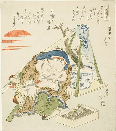 Daikoku, sarjasta "Seitsemän onnenjumalaa (Shichi fuku jin no uchi)". tekijältä Totoya Hokkei