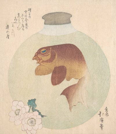 Kultakala lasipullossa, 1800-luku. tekijältä Totoya Hokkei