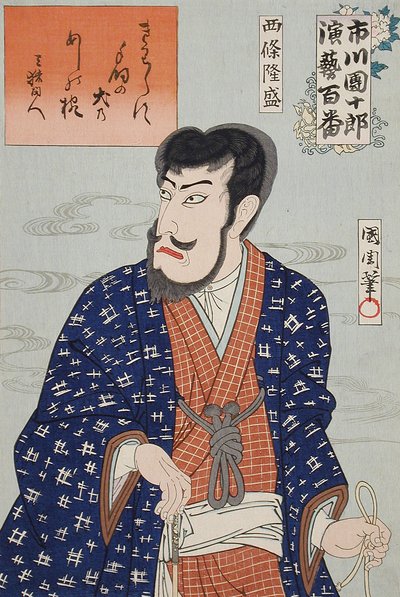 Ichikawa Danjūrō IX Shijō Ryūsein roolissa tekijältä Toyohara Kunichika
