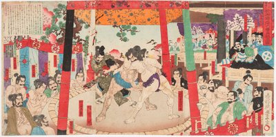 Toyotomi Hideyoshi 1537-1598) Maalannut Kato Kiyomasa (1562-1611). Kuvittanut Yutaka Utagawa (1859-1886) tekijältä Toyonobu Utagawa
