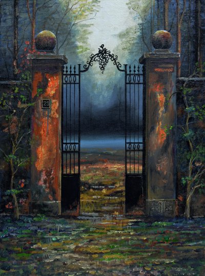 Gates to Chateau, Ranska, 2024 (öljy kartongille) tekijältä Trevor Neal