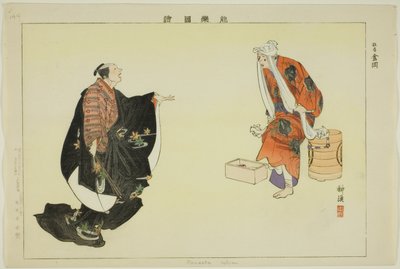 Kanaoka (Kyogen), sarjasta "Pictures of No Performances (Nogaku Zue)" tekijältä Tsukioka Kogyo