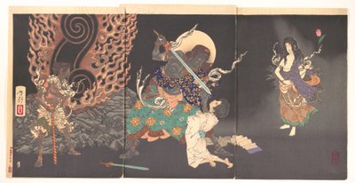 Fudō Myōō uhkaa noviisia tekijältä Tsukioka Yoshitoshi