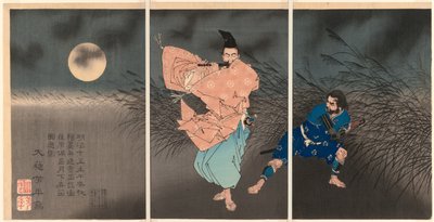 Fujiwara no Yasumasa soittaa huiluaan kuunvalossa tekijältä Tsukioka Yoshitoshi