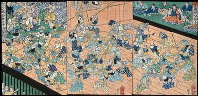 Uji Jōetsun oppilaat harjoittelemassa miekkailua tekijältä Tsukioka Yoshitoshi