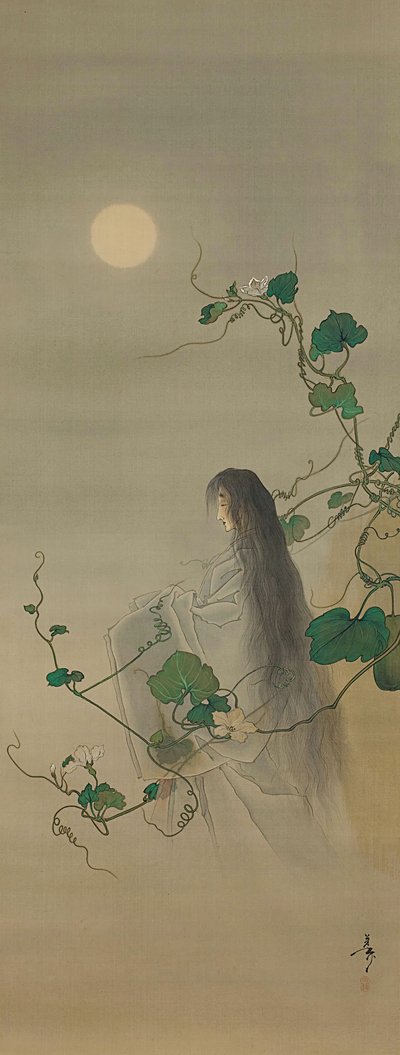 The Spirit of the Deceaded Yugao kietoutunut Moonflower Vines..., n. 1892. tekijältä Tsukioka Yoshitoshi