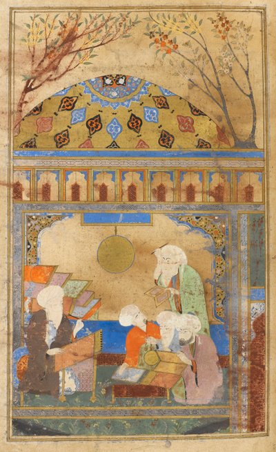 Nasireddinin observatorio Meragassa. Nasireddin Tusi (k. 1274) ja neljä miestä, jotka perustivat observatorion. tekijältä Turkish School