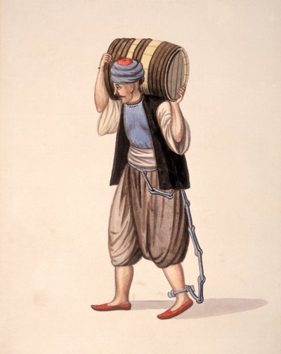 Vanki ketjuissa, ottomaanien aika, 1700-luvun kolmas neljännes (wc paperilla) tekijältä Turkish School
