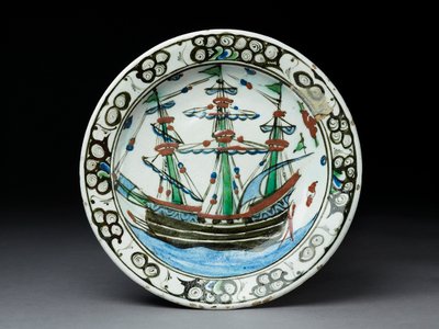 Kivitahna-astia lasitekoristeella, Iznik, n.1620-30 (keraaminen) tekijältä Turkish School
