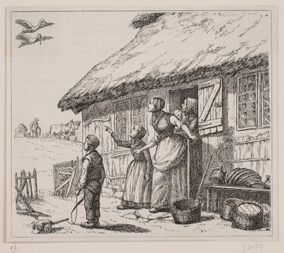 Kuvitus Gotfred Roden runoon "Storken er kommen". tekijältä Ubekendt