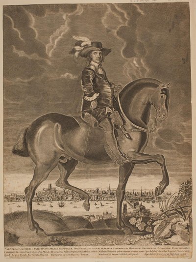 Oliver Cromwell hevosen selässä tekijältä Ubekendt
