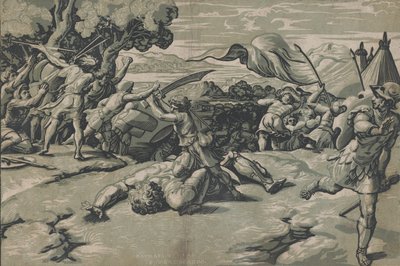 Daavid ja Goljat, n. 1520-27. tekijältä Ugo da Carpi