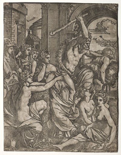 Hercules Driving Envy from the Temple of the Muses, 1522-24. tekijältä Ugo da Carpi