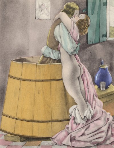 Brunelleschin kuvitus Contes et Nouvelles de La Fontaine -teokseen (väriliitos). tekijältä Umberto (after) Brunelleschi