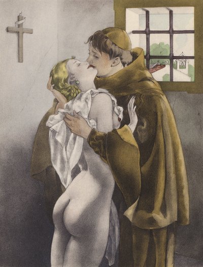 Brunelleschin kuvitus Contes et Nouvelles de La Fontaine -teokseen (väriliitos). tekijältä Umberto (after) Brunelleschi