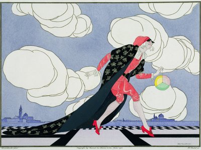 Pantalon, Le Journal des Dames et des Modesin "Italian teatterin naamiot ja hahmot" -painoksesta, kaiverrus Henri Reidel (fl.1914-20) 1914 (värilitho) tekijältä Umberto (after) Brunelleschi