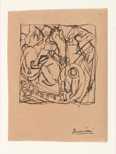 Kompositionsstudie für "Die Straßenpflasterer" tekijältä Umberto Boccioni