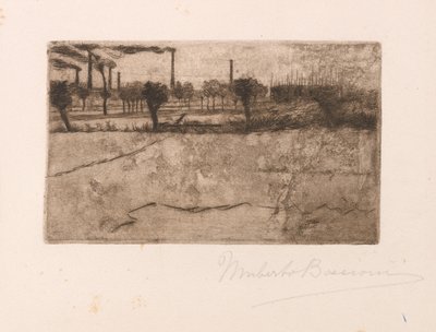 Maisema teollisuuslaitoksilla tekijältä Umberto Boccioni
