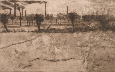 Maisema teollisuuslaitoksilla, 1909. tekijältä Umberto Boccioni