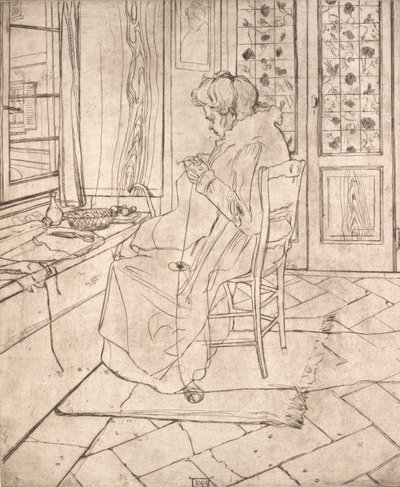 Taiteilijan äiti virkkaamassa, 1907. tekijältä Umberto Boccioni