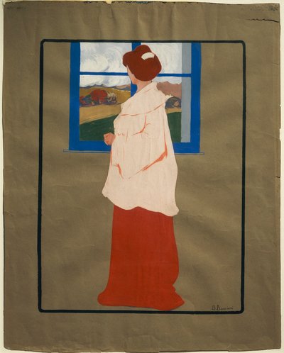 Nainen ikkunalla (syksy), noin 1908, kirjoittanut Umberto Boccioni (1882-1916), tempera pahville, 32x25 cm tekijältä Umberto Boccioni