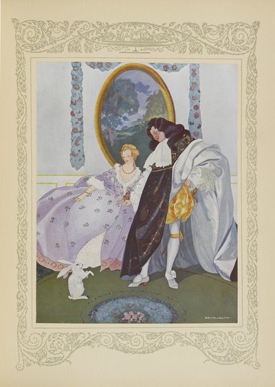Kuningas katsoi pientä kania, kuvitus teoksesta "Contes du Temps Jadis" tai "Tales from Times Past", s. 106 tekijältä Umberto Brunelleschi