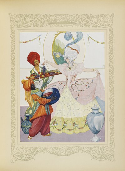 Täytimme altaat, tarjoilimme hänelle hedelmiä ja hillopurkkeja, kuvituksen "Contes du Temps Jadis" tai "Tales from Times Past", s. 56 tekijältä Umberto Brunelleschi