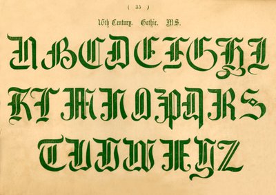 16. vuosisata. Gotiikka. MS, 1862 tekijältä Unbekannt