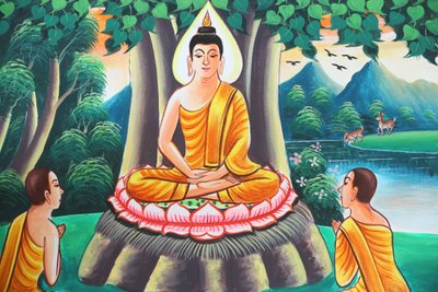 20151103, Kasi, Laos : Shakyamuni Buddhan elämäntarinaa kuvaava maalaus tekijältä Unbekannt