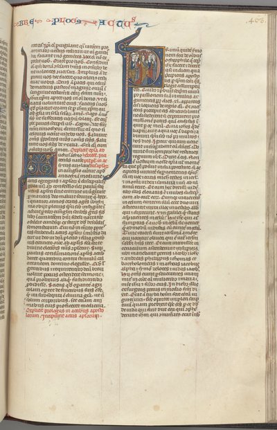 74. Fol. 463r, Apostolien teot, historiallinen alkukirjain P, Ascension, n. 1275-1300. tekijältä Unbekannt