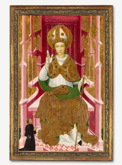 Piispa pyhimys lahjoittaja Saint Louis Toulousen kanssa, 1400-luvun alku. tekijältä Unbekannt