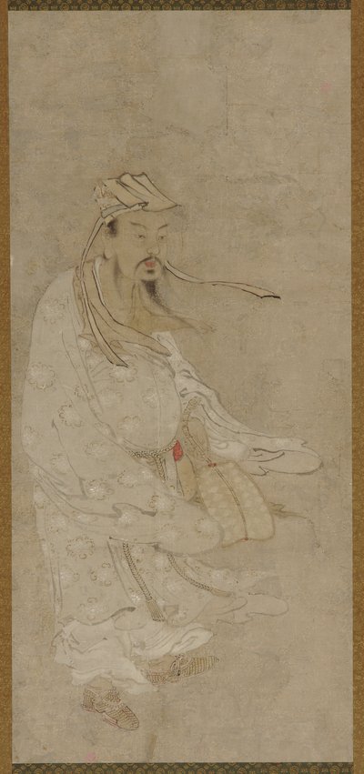 Kiinalainen mies seisoo kovassa tuulessa, Edo-kausi, 1600-luku. tekijältä Unbekannt