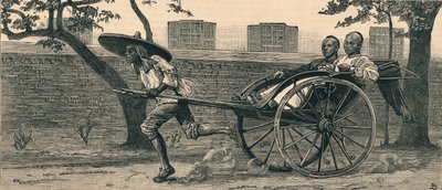 Jinriksha eli kiinalainen käsikärry, c1883. tekijältä Unbekannt
